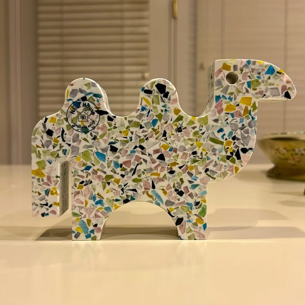 Now House by Jonathan Adler Terrazzo Camel Figurine Stylish Speckled Decor